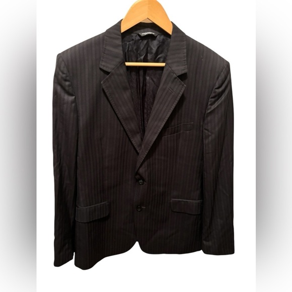 Dolce & Gabbana Blazer Size 52EU/42US Black Striped Silk Wool Blend Suit Jacket - Picture 1 of 10